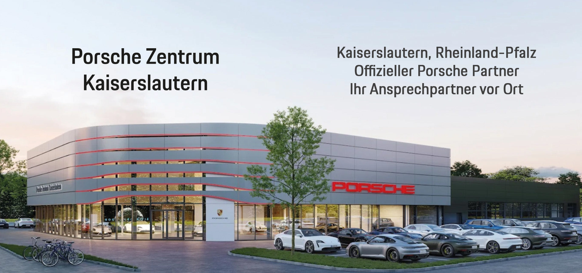 Außenansicht des Porsche Zentrum Kaiserslautern in Rheinland-Pfalz – offizieller Porsche Partner und TWENTYSEVEN Trackday-Ansprechpartner.