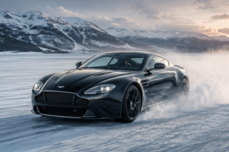 Aston Martin Vantage V12S on the ice track
